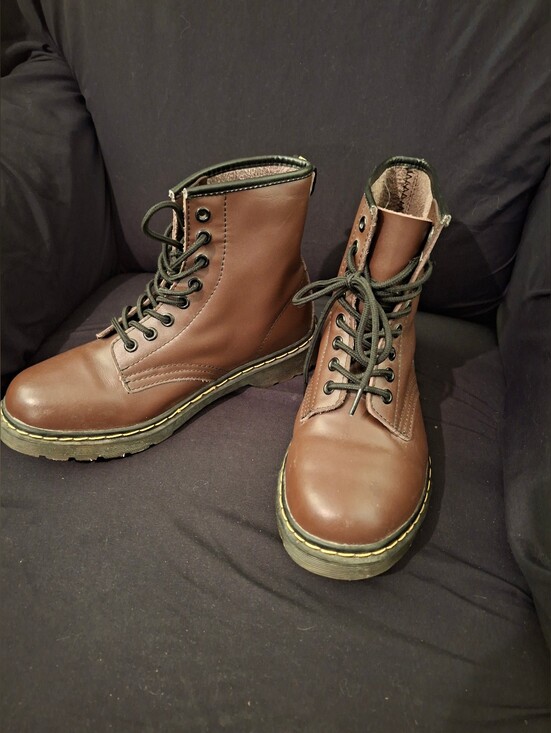 Dr. Martens Shoes - Dr. Martens Brown 8-Eye Leather Combat Boots